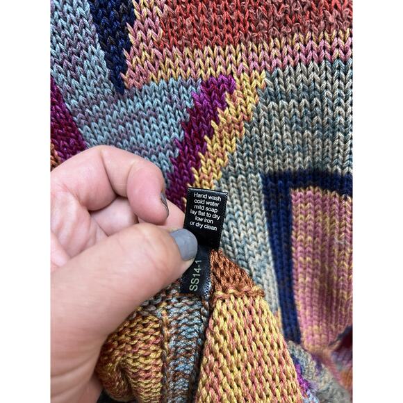Kaffe Fassett & Peruvian Connection Pima Cotton Poncho Boho Sweater One Size - Picture 7 of 7